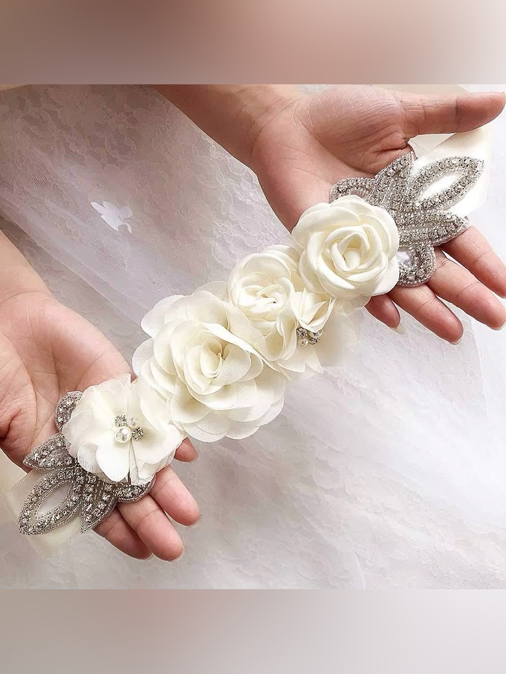 Elegant embroidered Floral Bridal Sash Belt